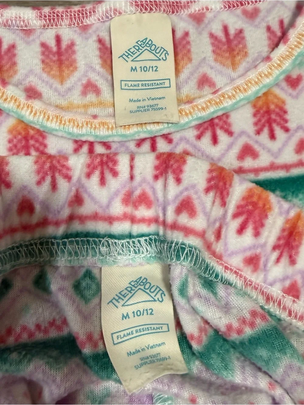 Eddie Bauer Coral Mountain Graphic & Cream Fair Isle Pajama Set  Girls Size 10